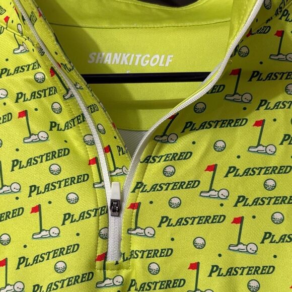 NWOT SHANKITGOLF Lime Green Men's 1/4 Zip-Up Plastered Long Sleeved Pull Over - Picture 4 of 6